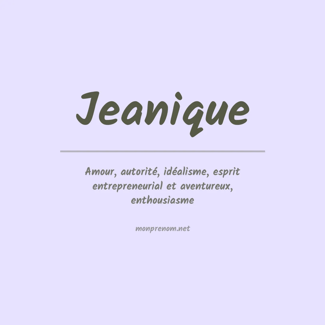 Signification du prénom Jeanique