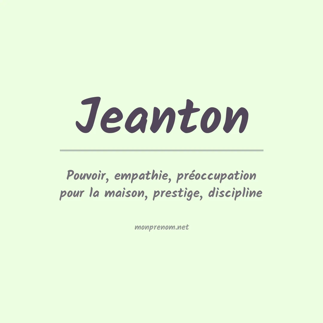 Signification du prénom Jeanton