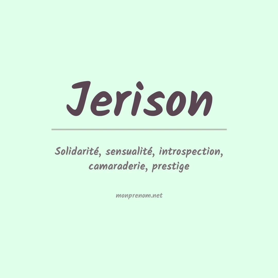 Signification du prénom Jerison