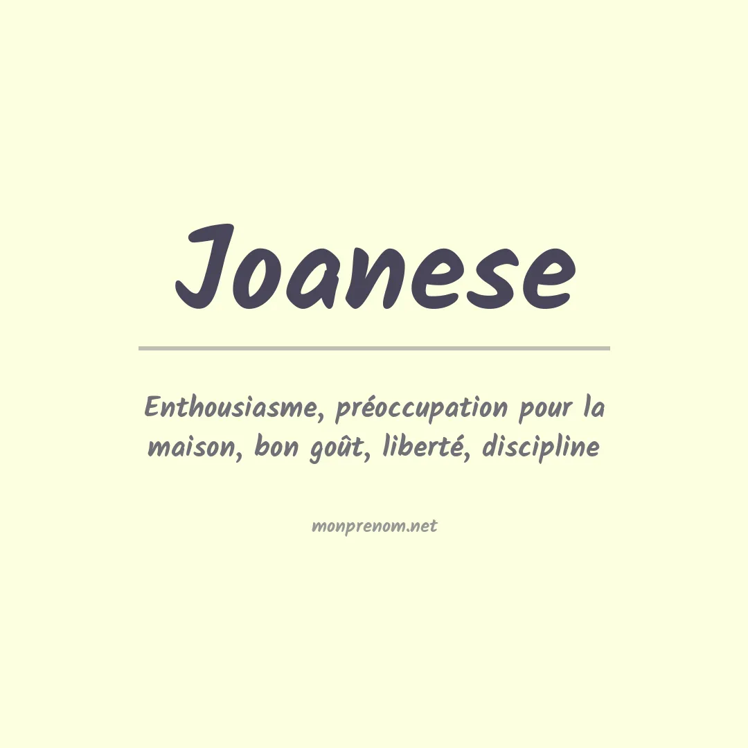 Signification du prénom Joanese