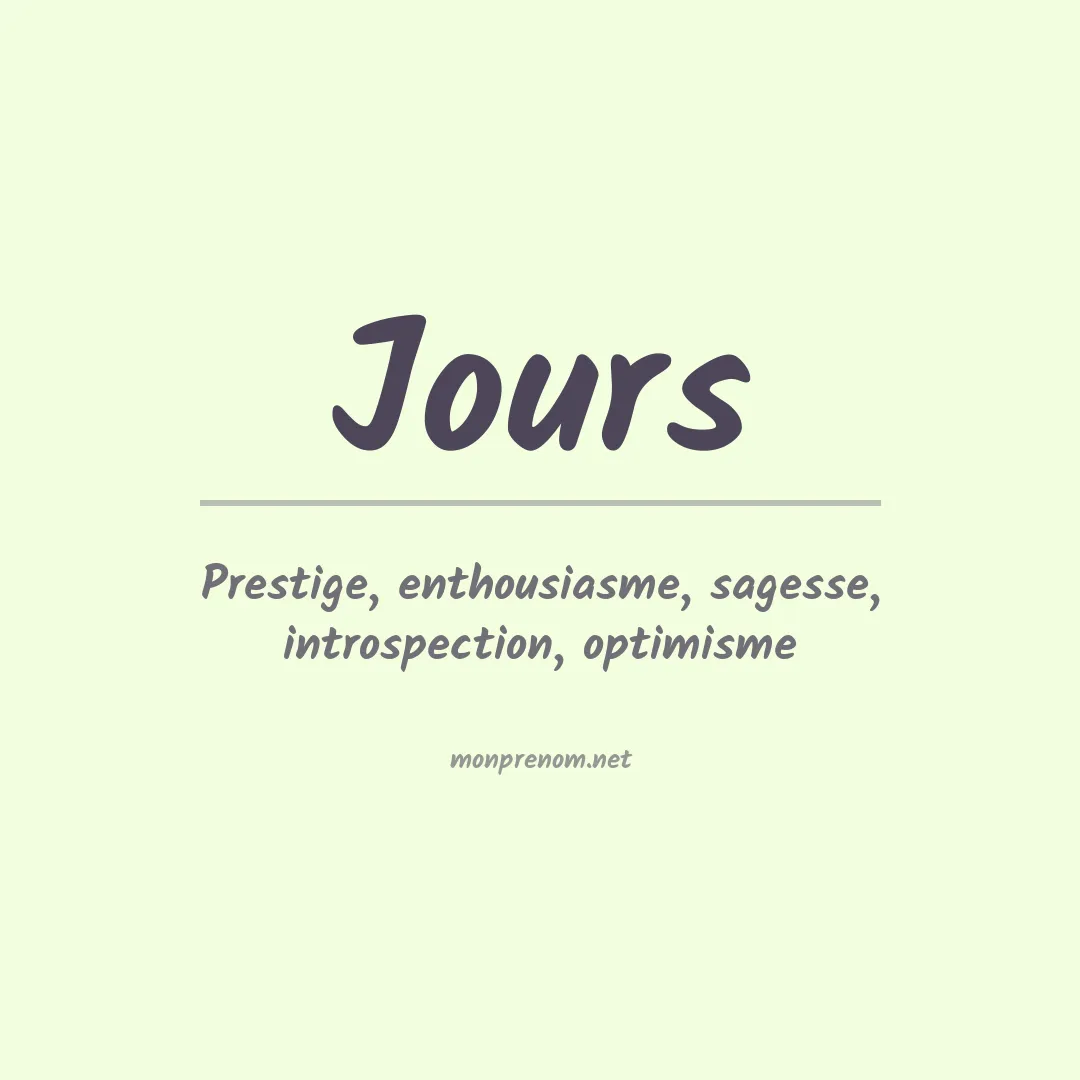 Signification du prénom Jours