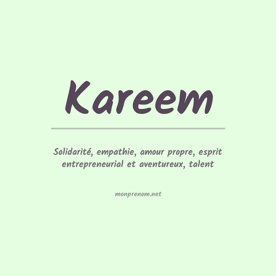 Signification du prénom Kareem