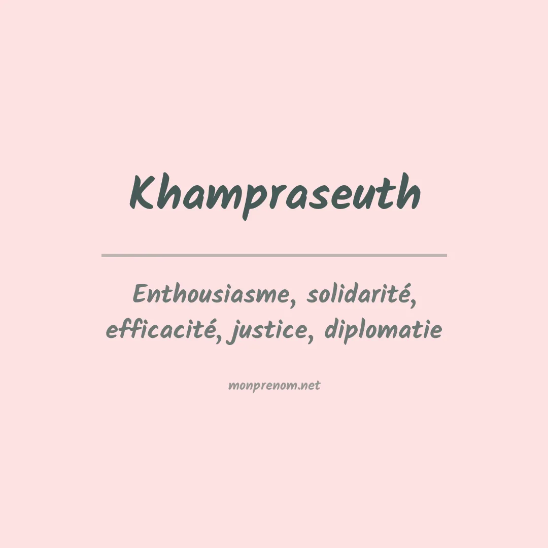 Signification du prénom Khampraseuth