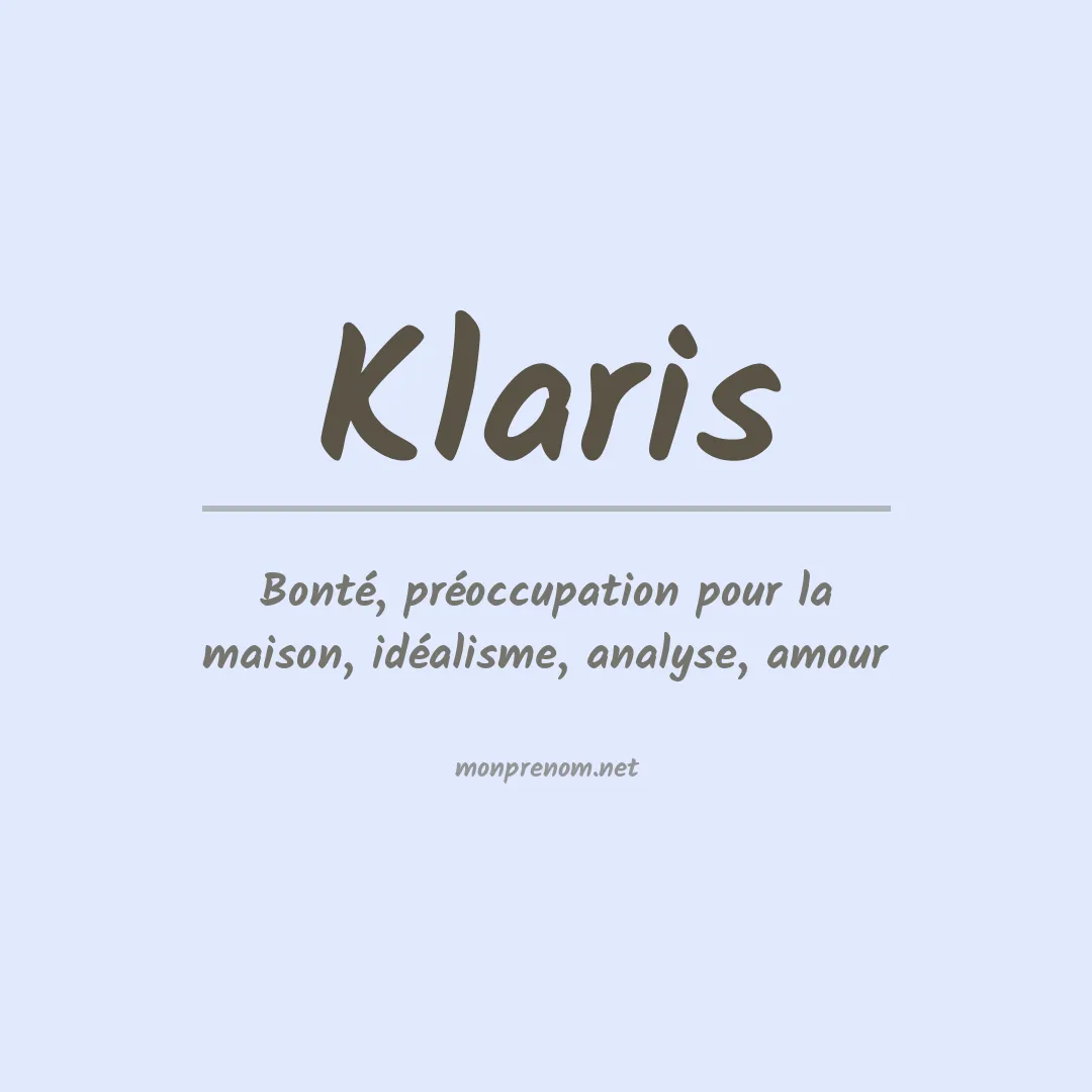 Signification du prénom Klaris
