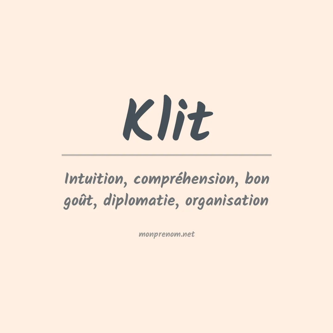 Signification du prénom Klit