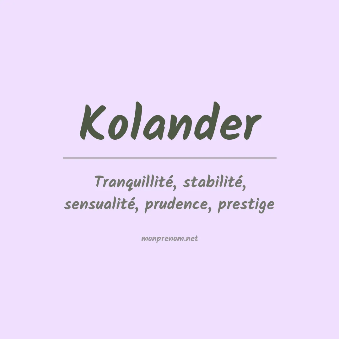 Prénom Kolander