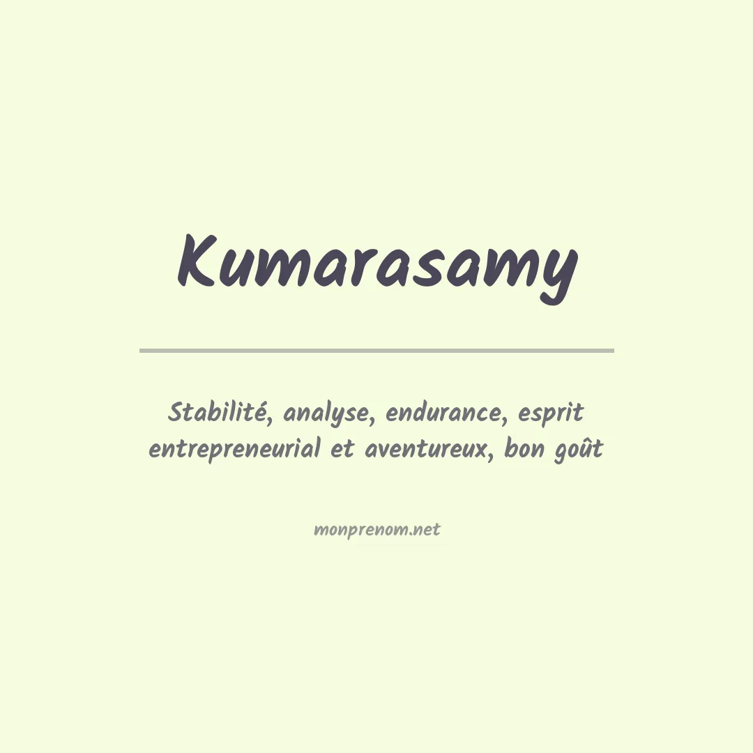Signification du prénom Kumarasamy