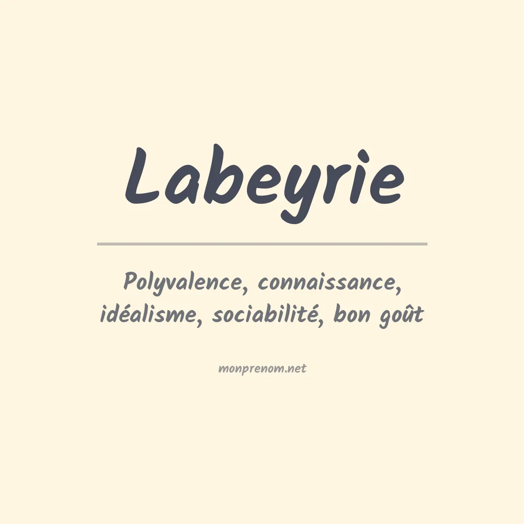 Signification du prénom Labeyrie