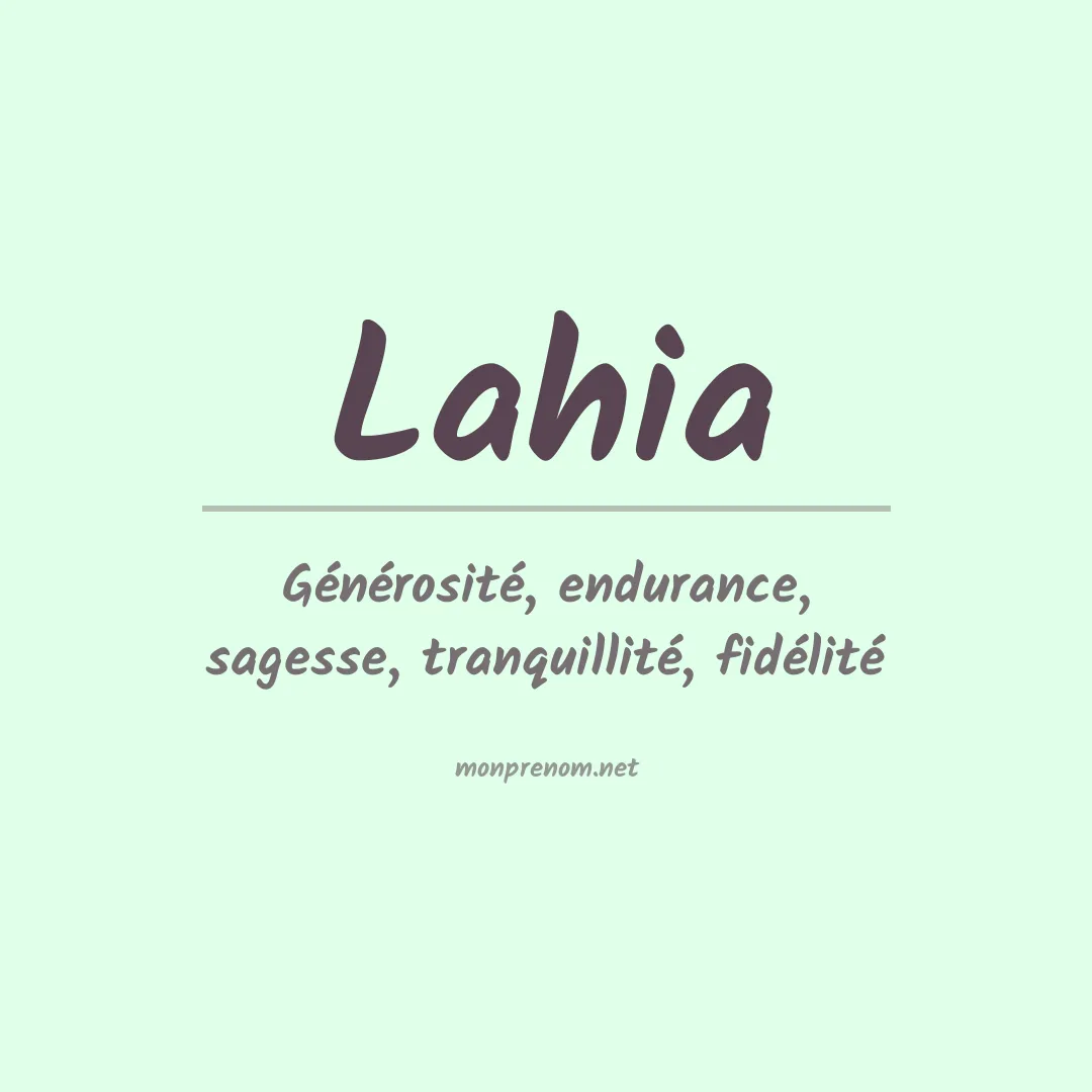 Signification du prénom Lahia