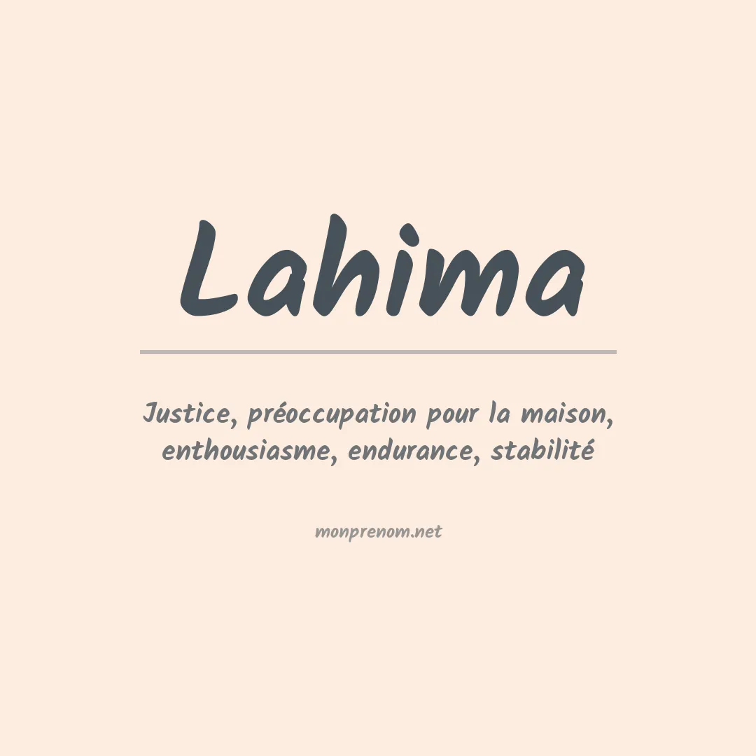 Signification du prénom Lahima