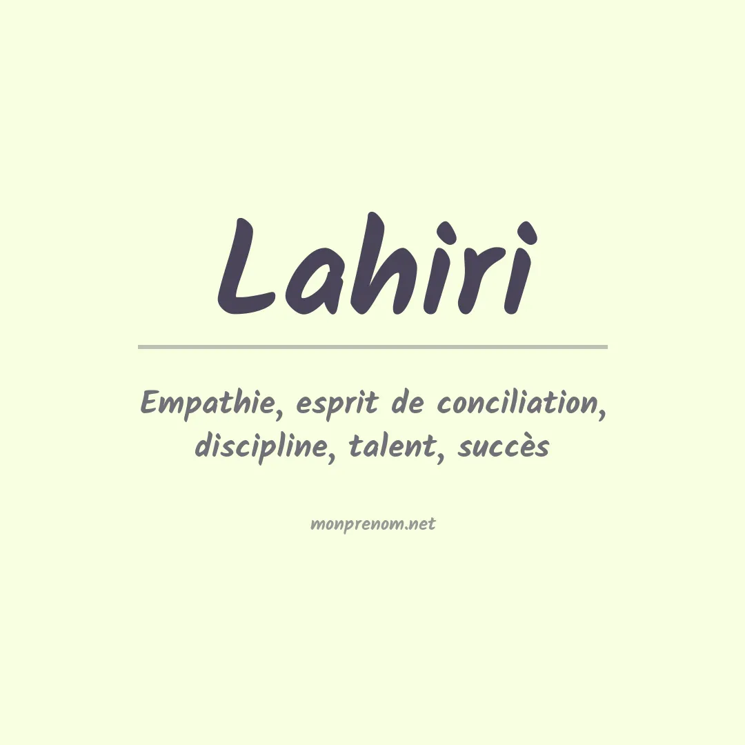 Signification du prénom Lahiri