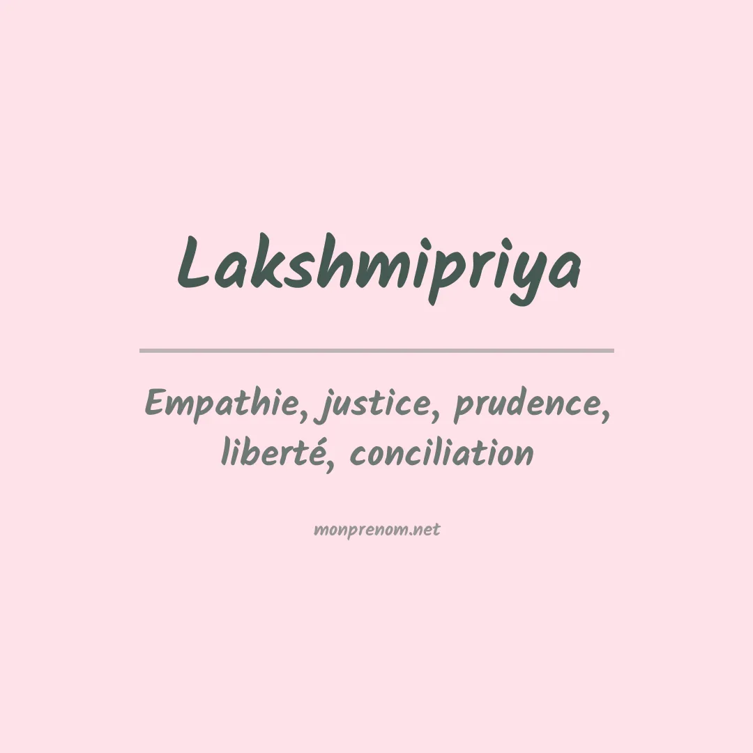 Signification du prénom Lakshmipriya