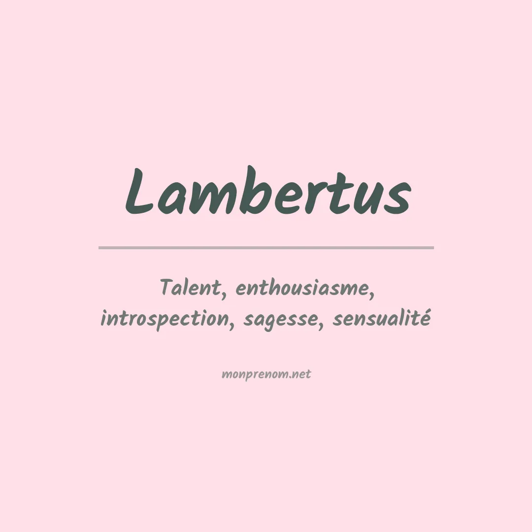 Prénom Lambertus