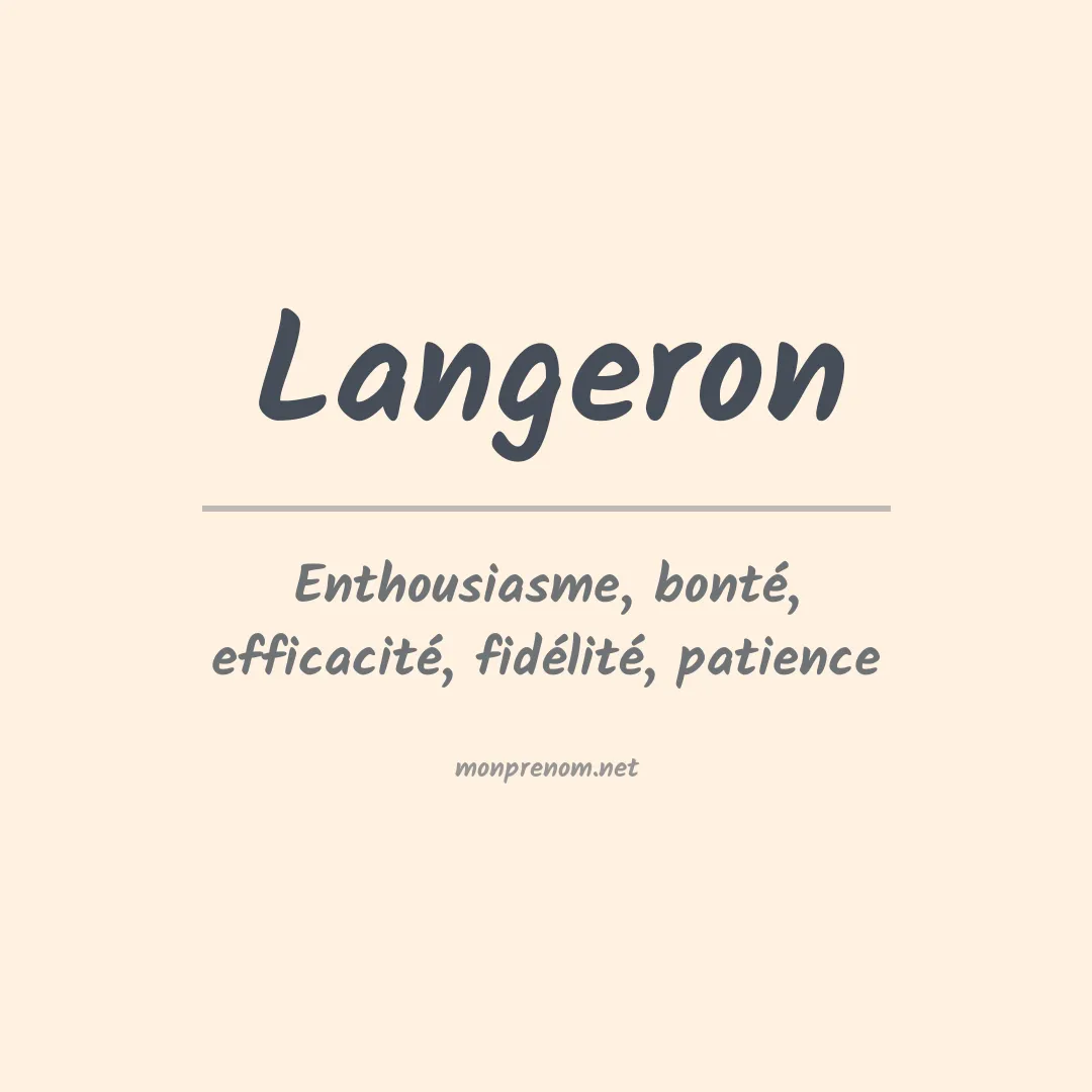 Signification du prénom Langeron