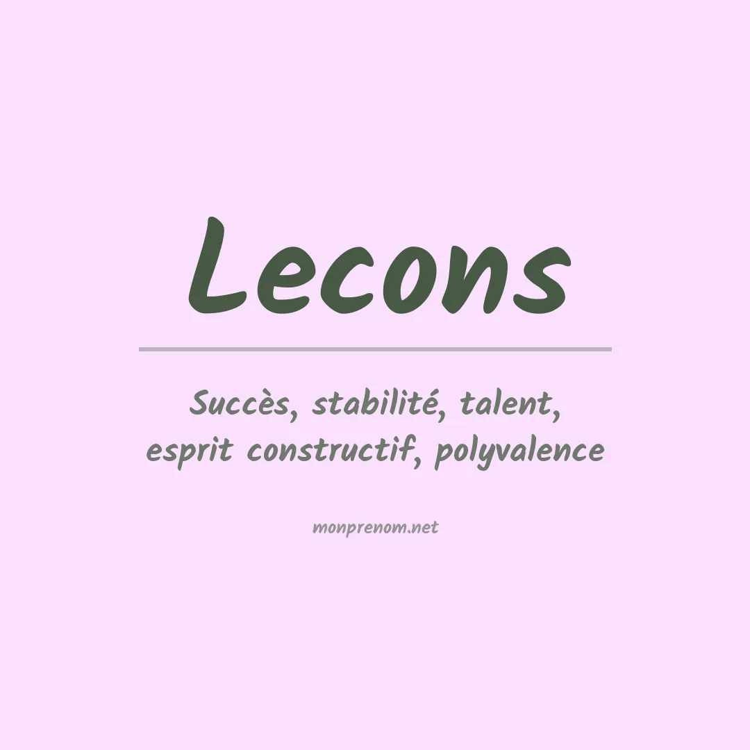 Signification du prénom Lecons