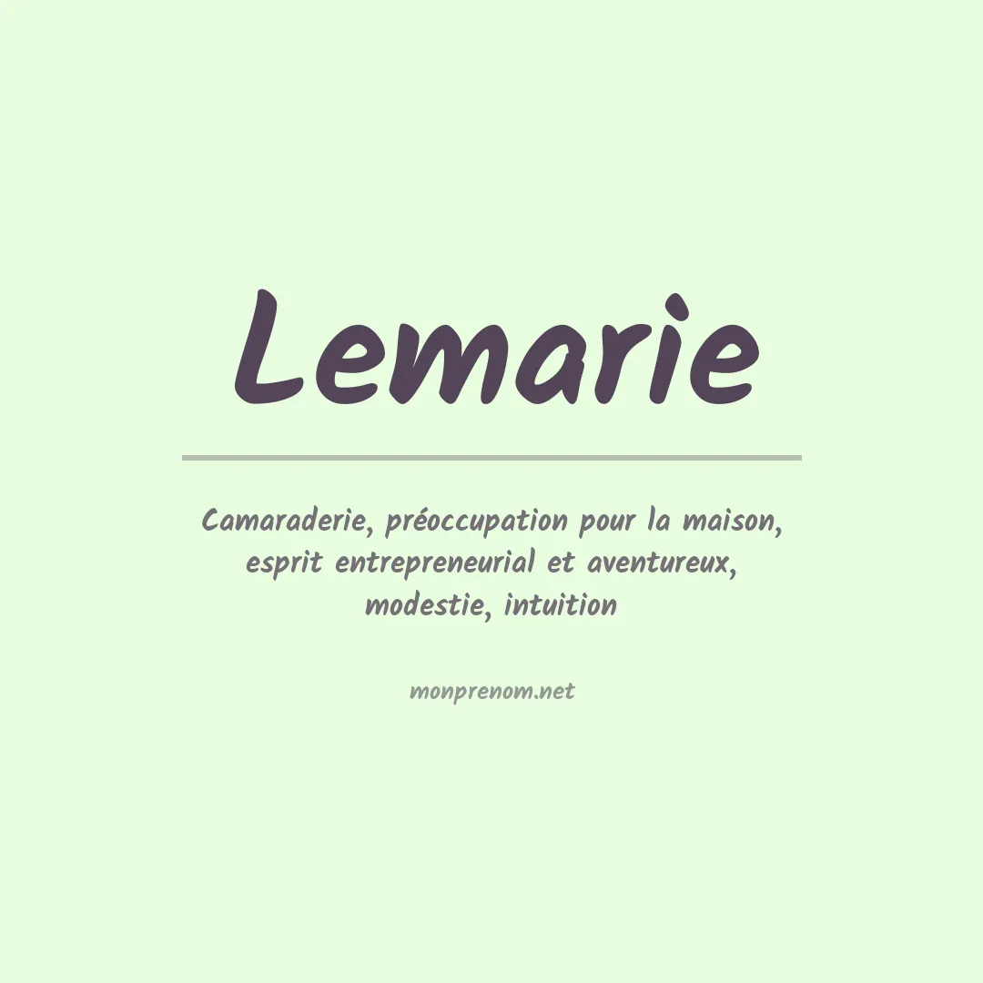 Signification du prénom Lemarie