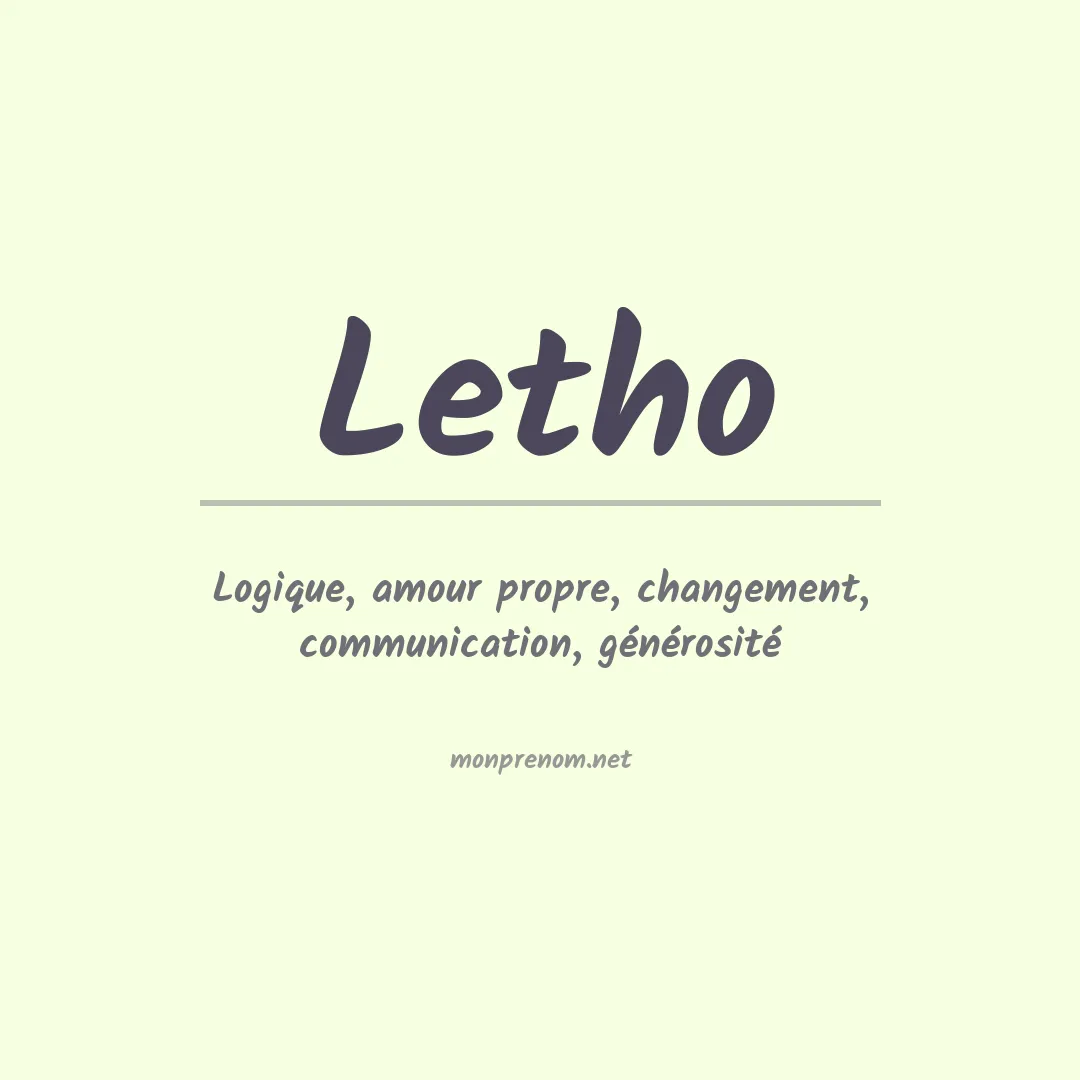 Signification du prénom Letho