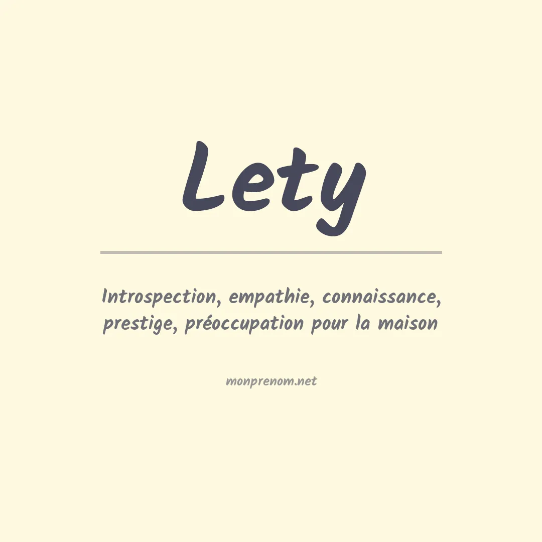 Signification du prénom Lety