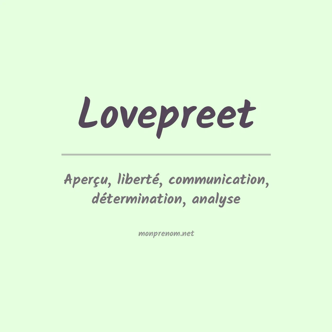 Signification du prénom Lovepreet