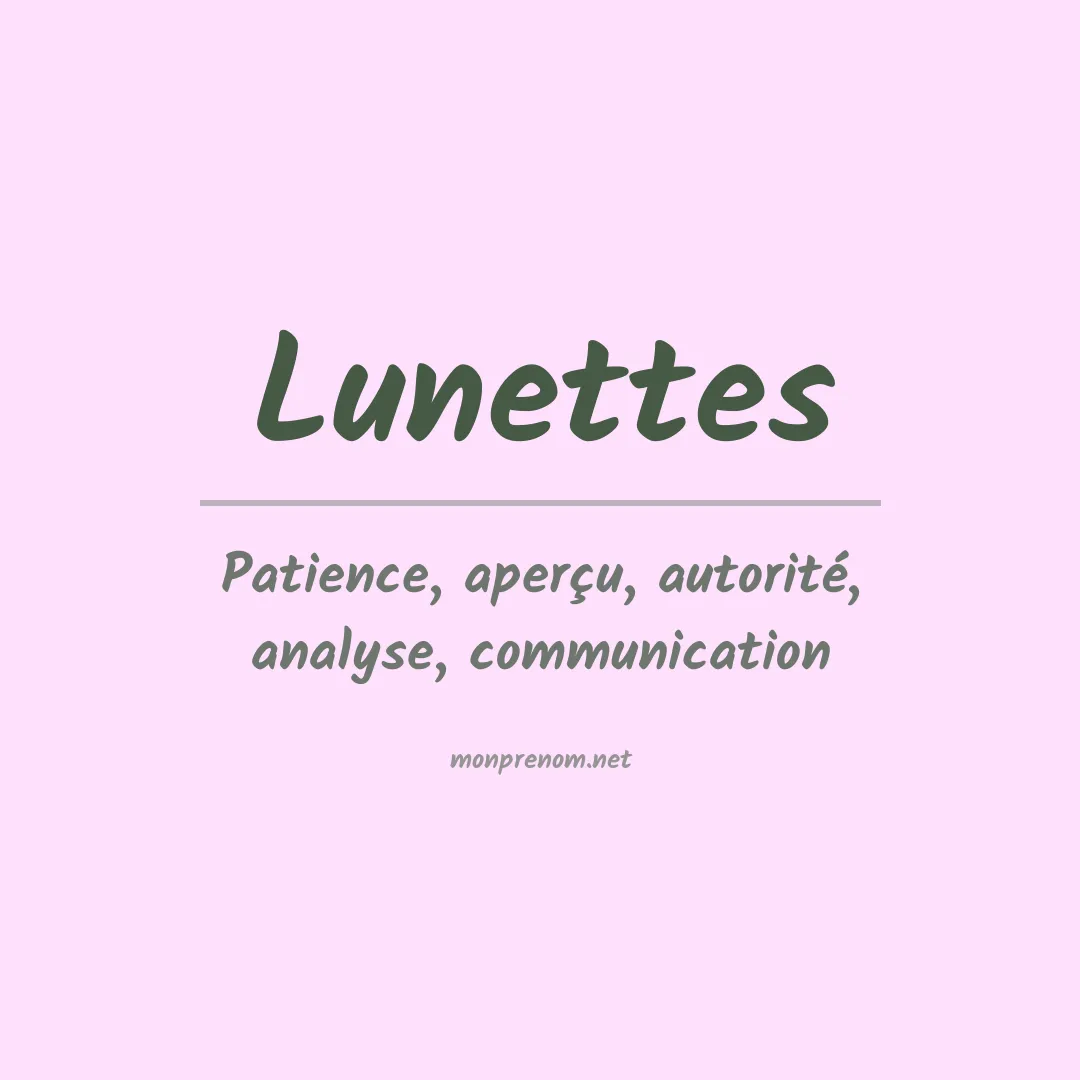 Signification du prénom Lunettes