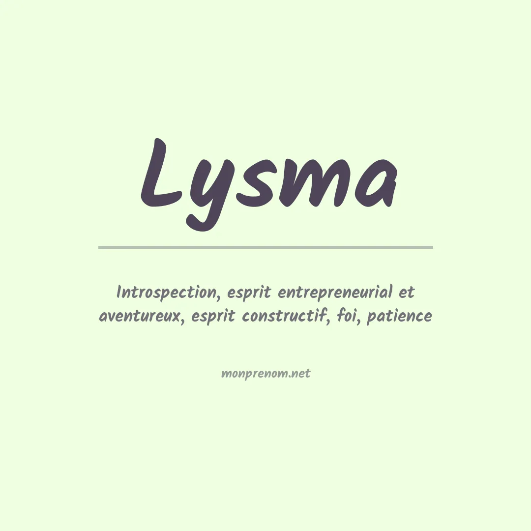 Signification du prénom Lysma
