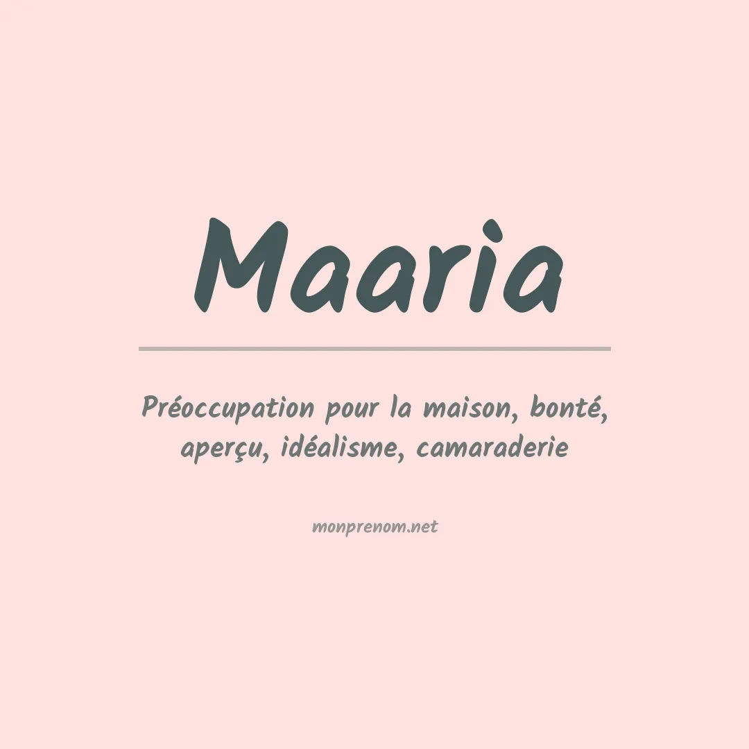 Signification du prénom Maaria