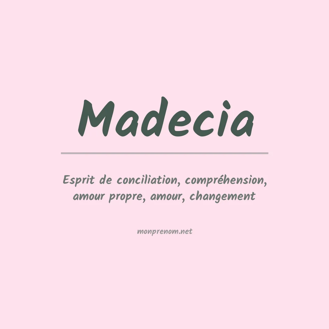 Signification du prénom Madecia