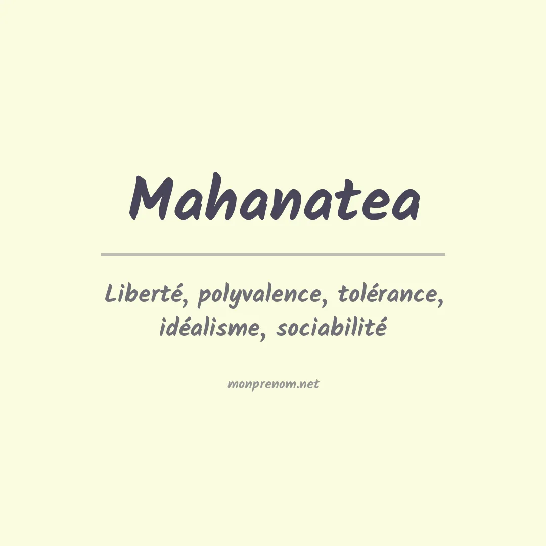 Signification du prénom Mahanatea