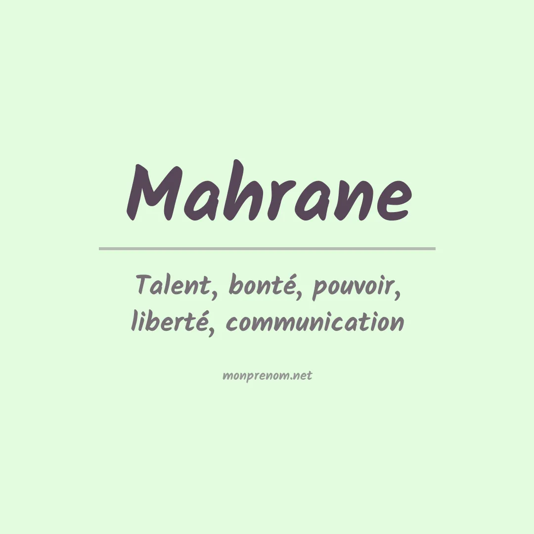 Prénom Mahrane