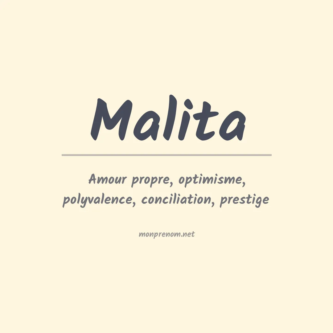 Signification du prénom Malita