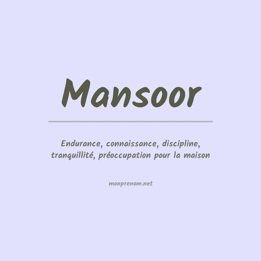 Prénom Mansoor