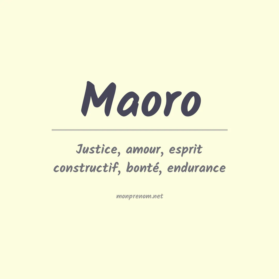 Signification du prénom Maoro