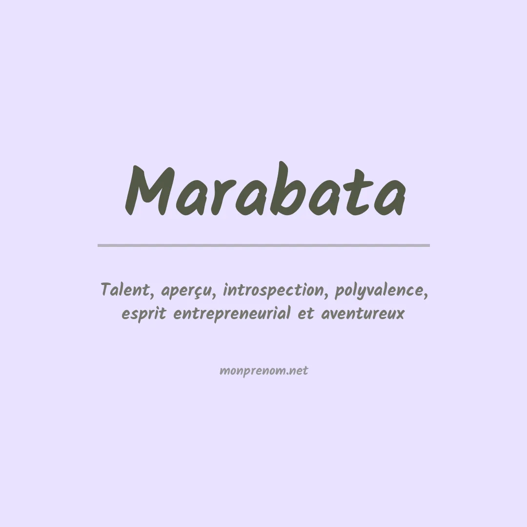Signification du prénom Marabata