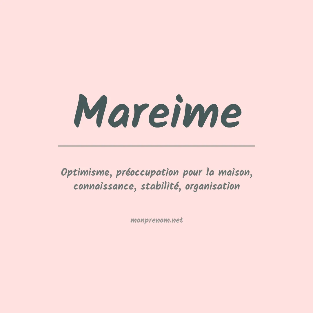 Signification du prénom Mareime