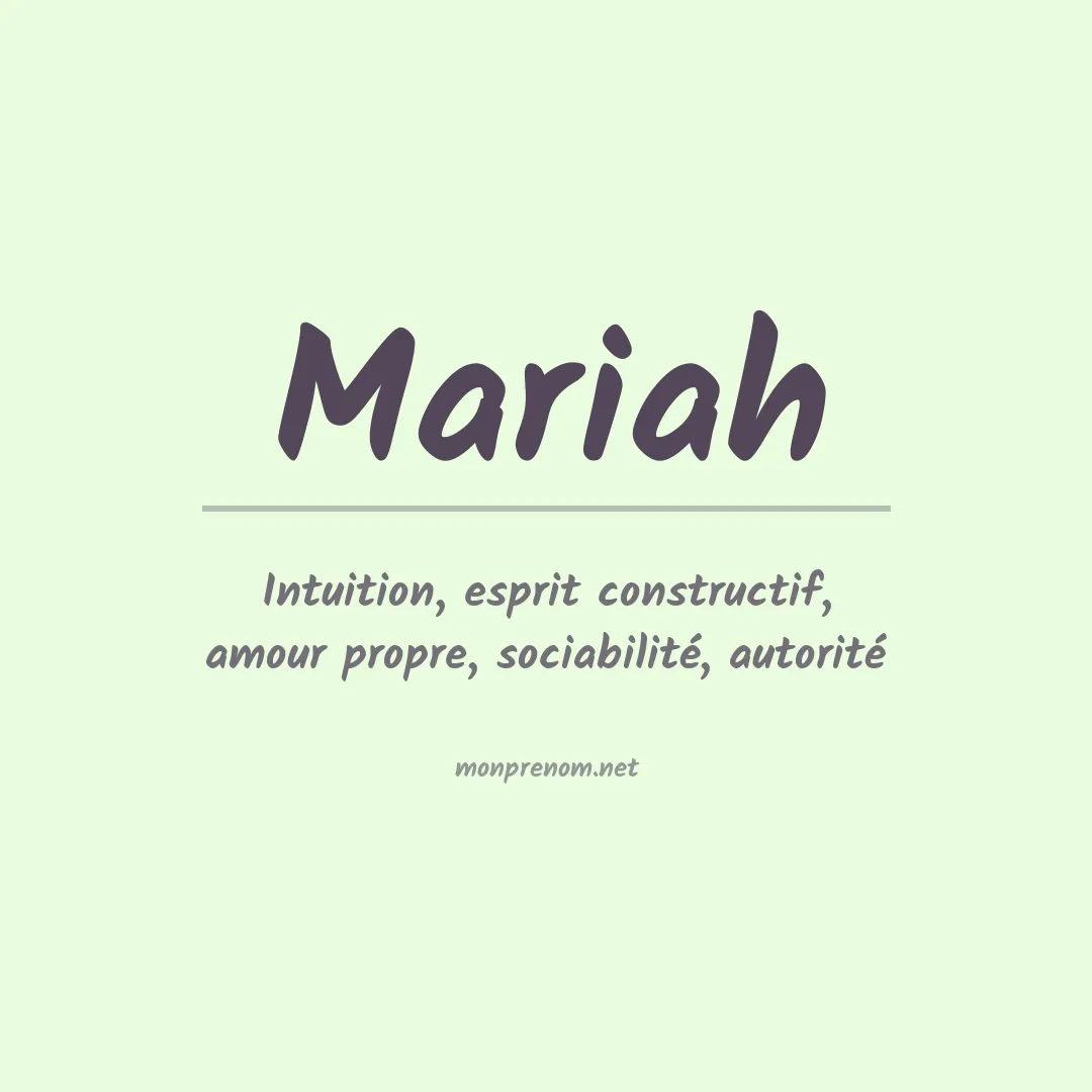 Signification du prénom Mariah