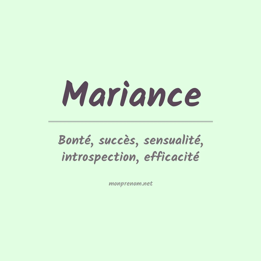 Signification du prénom Mariance