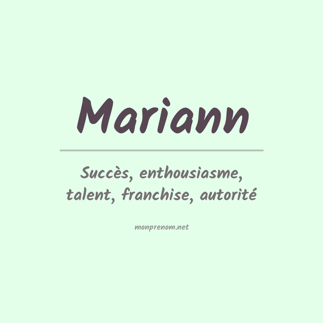 Signification du prénom Mariann