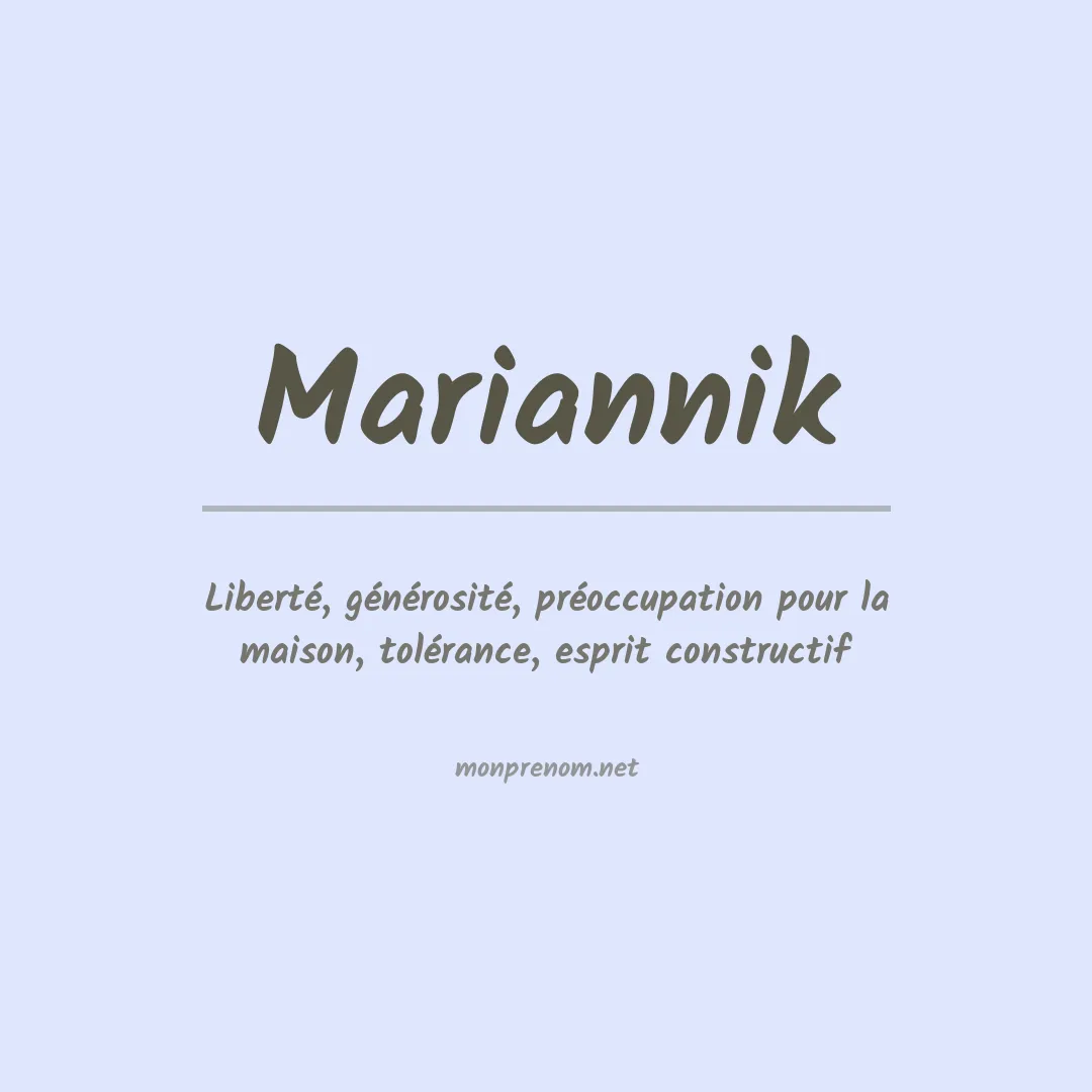 Signification du prénom Mariannik
