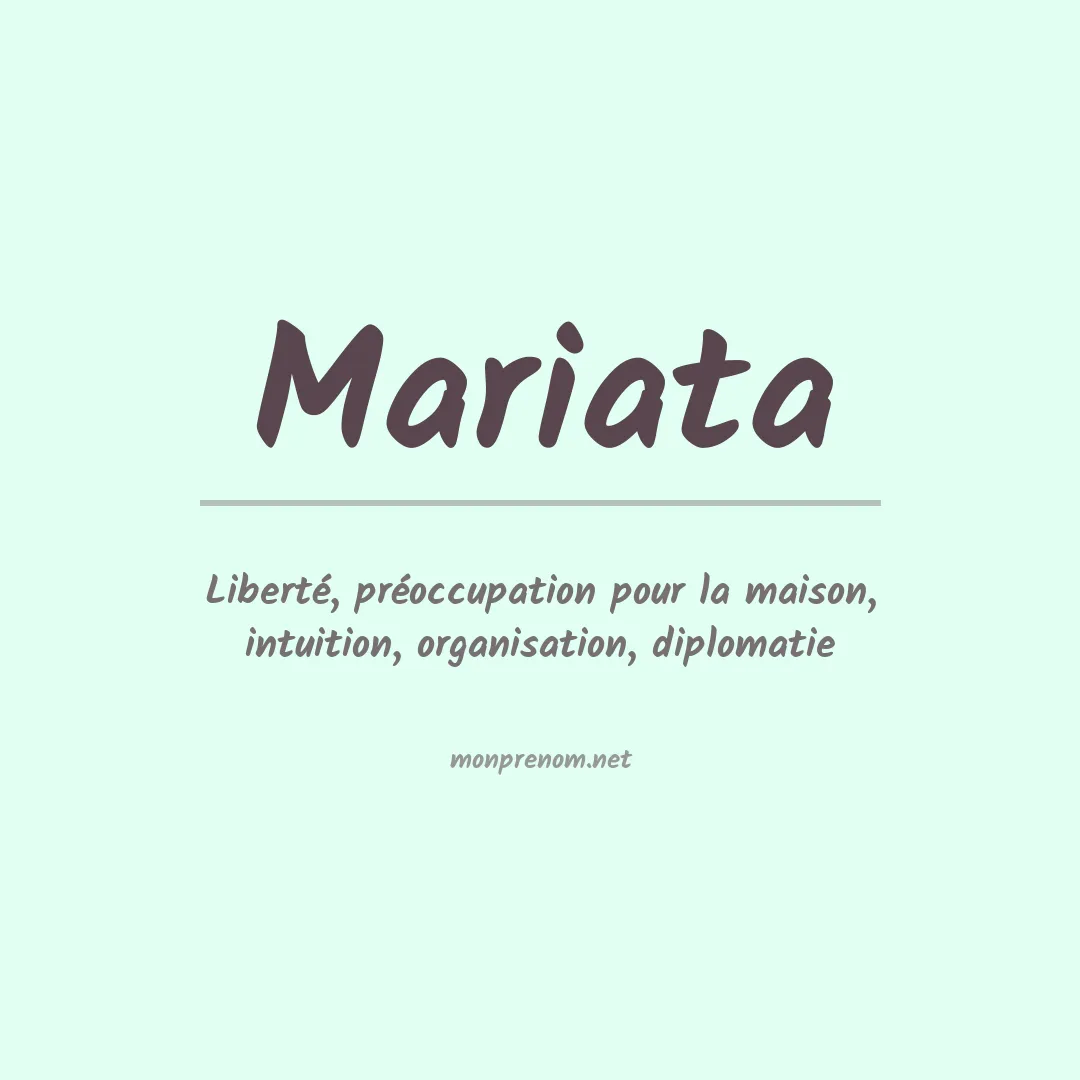 Signification du prénom Mariata