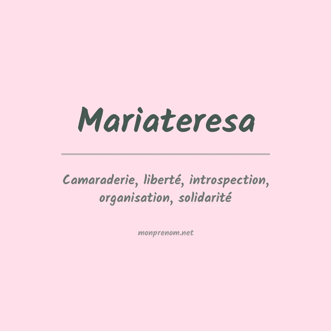 Prénom Mariateresa