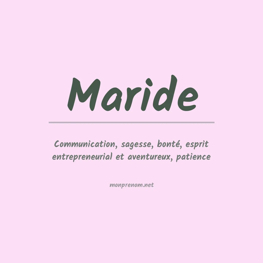 Signification du prénom Maride