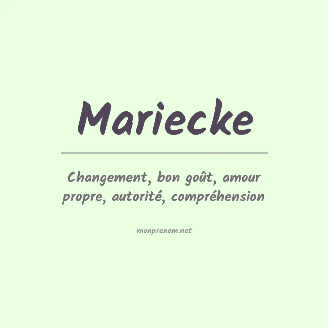 Signification du prénom Mariecke