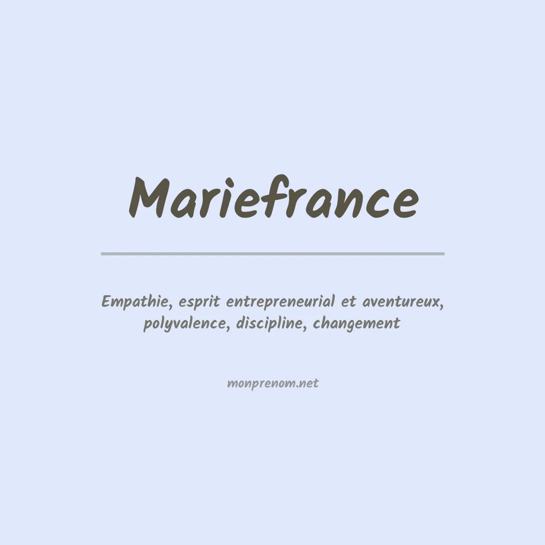 Signification du prénom Mariefrance