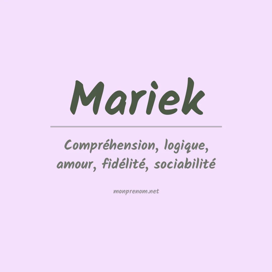 Signification du prénom Mariek