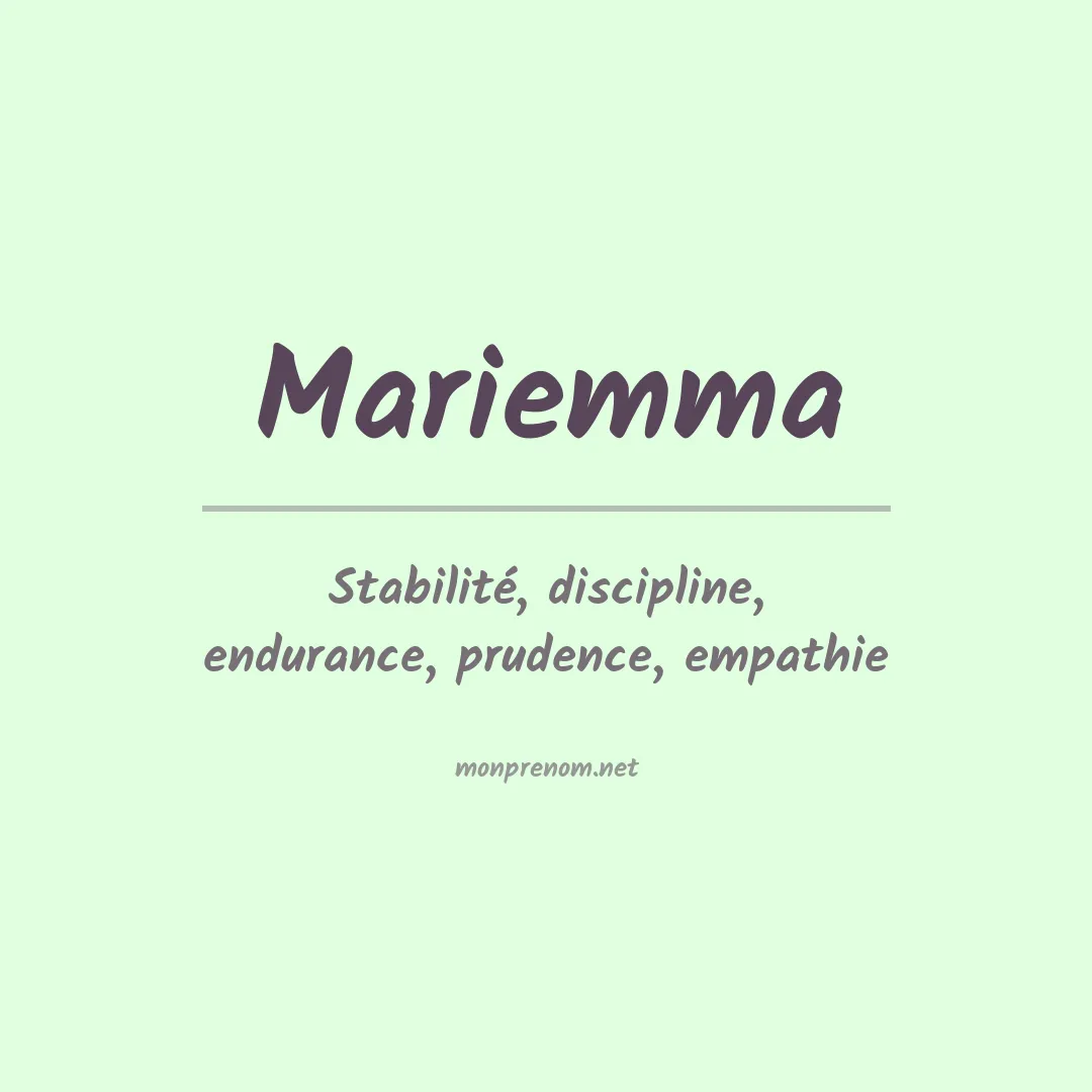 Signification du prénom Mariemma