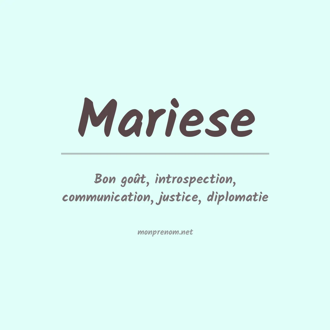 Signification du prénom Mariese