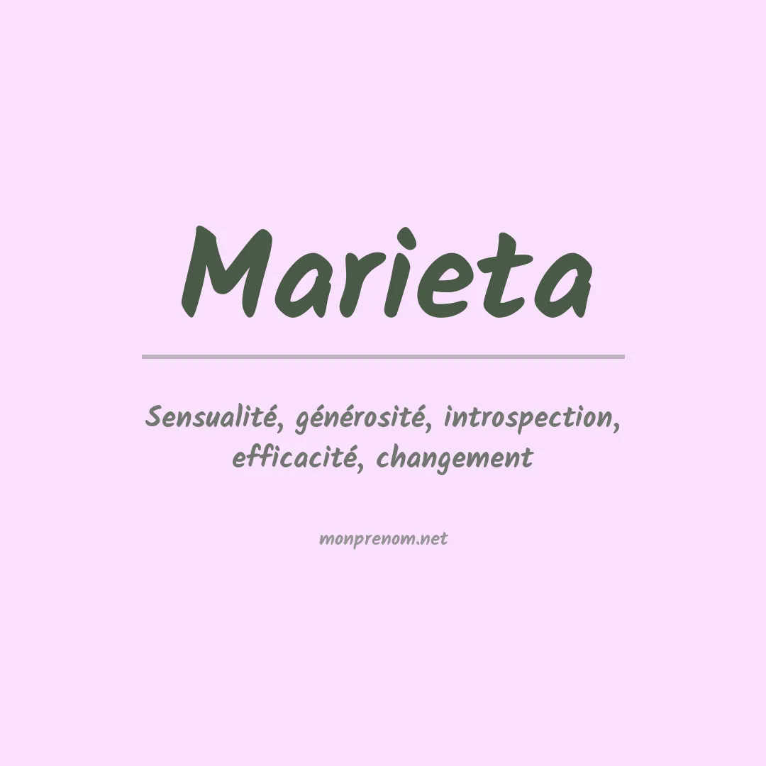 Signification du prénom Marieta