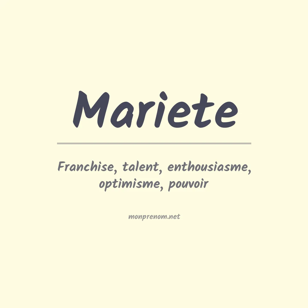 Signification du prénom Mariete