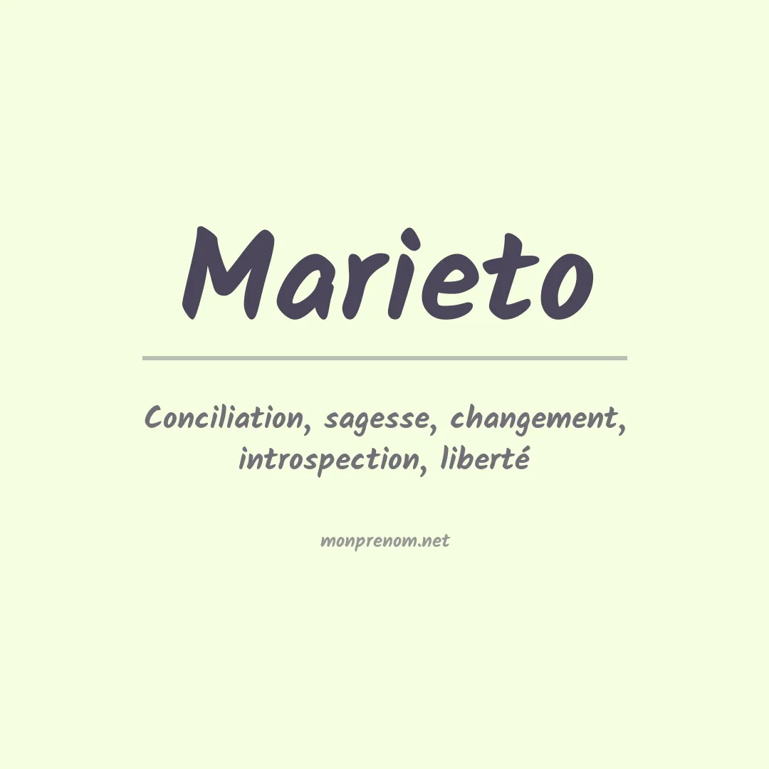 Signification du prénom Marieto