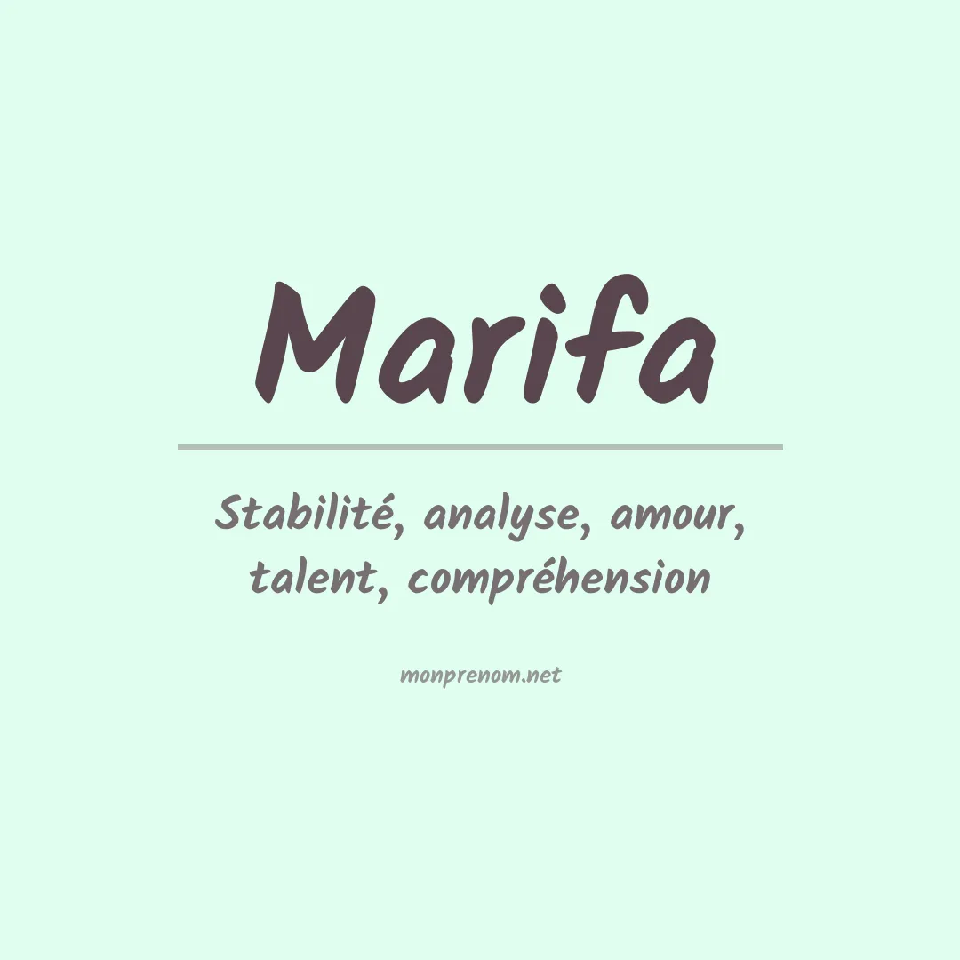 Signification du prénom Marifa